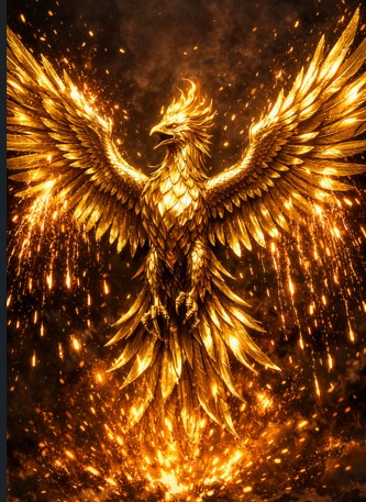 Metallic gold phoenix illustration